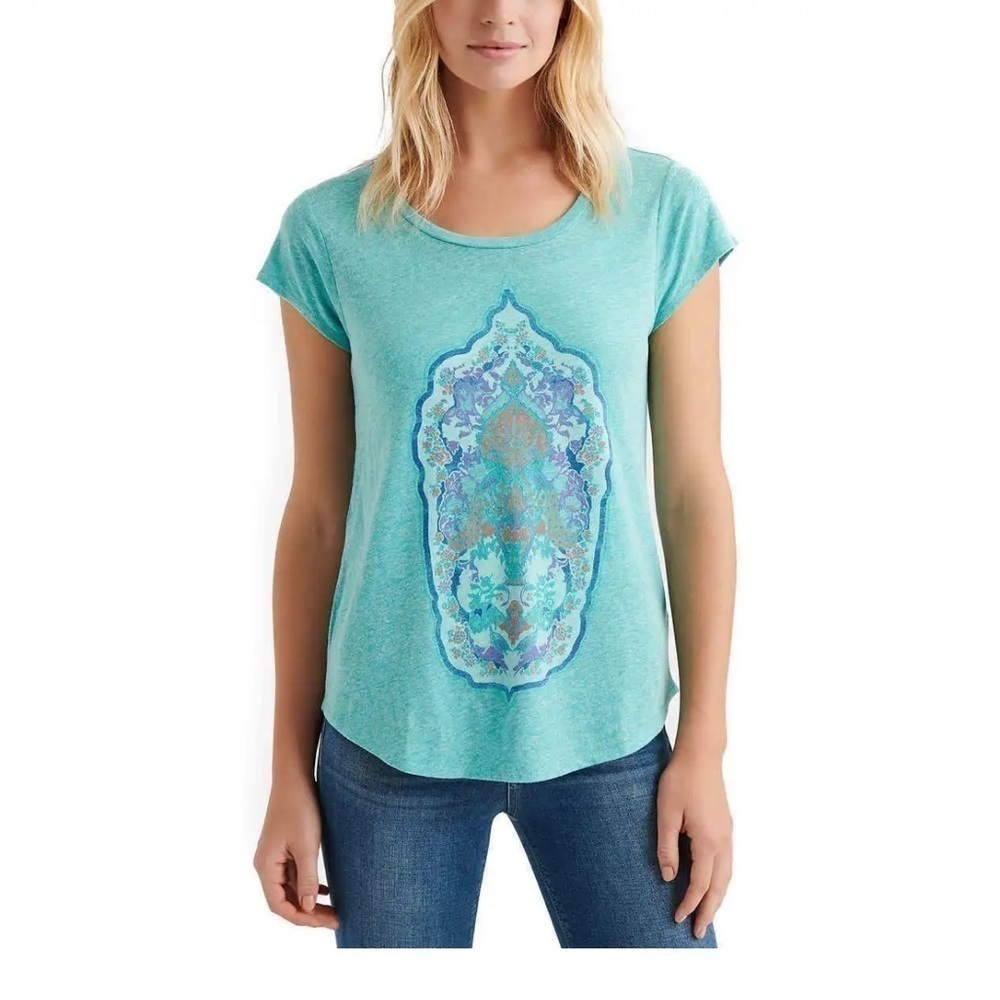 Lucky Brand Women's Graphic T Shirt Mint Green Heather​​​​​​​​​​​​